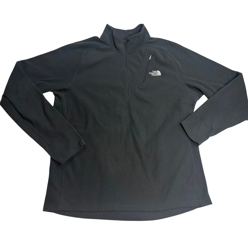 The North Face Fleece Pullover Men's Black Excellent Quarter Zip Thumb Hole XL